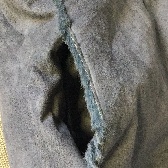 Utex Design VGUC blue suede feel button up jacket fleecy inside, side pockets - Picture 15 of 16